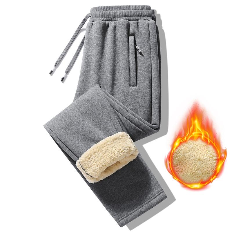 2025 Winter Plush/Regular Casual Versatile Lamb Fleece Warm Pants Men'S Outdoor Sports Sanitary Pants Long Pants