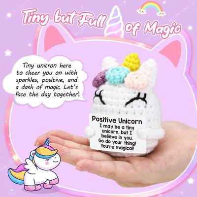 Drôle Soutien Émotionnel Positif Poupée Licorne Crochet Mignonne Fait Main Tricotée Licorne Bureau Bureau Décoration de Maison Cadeau de Noël