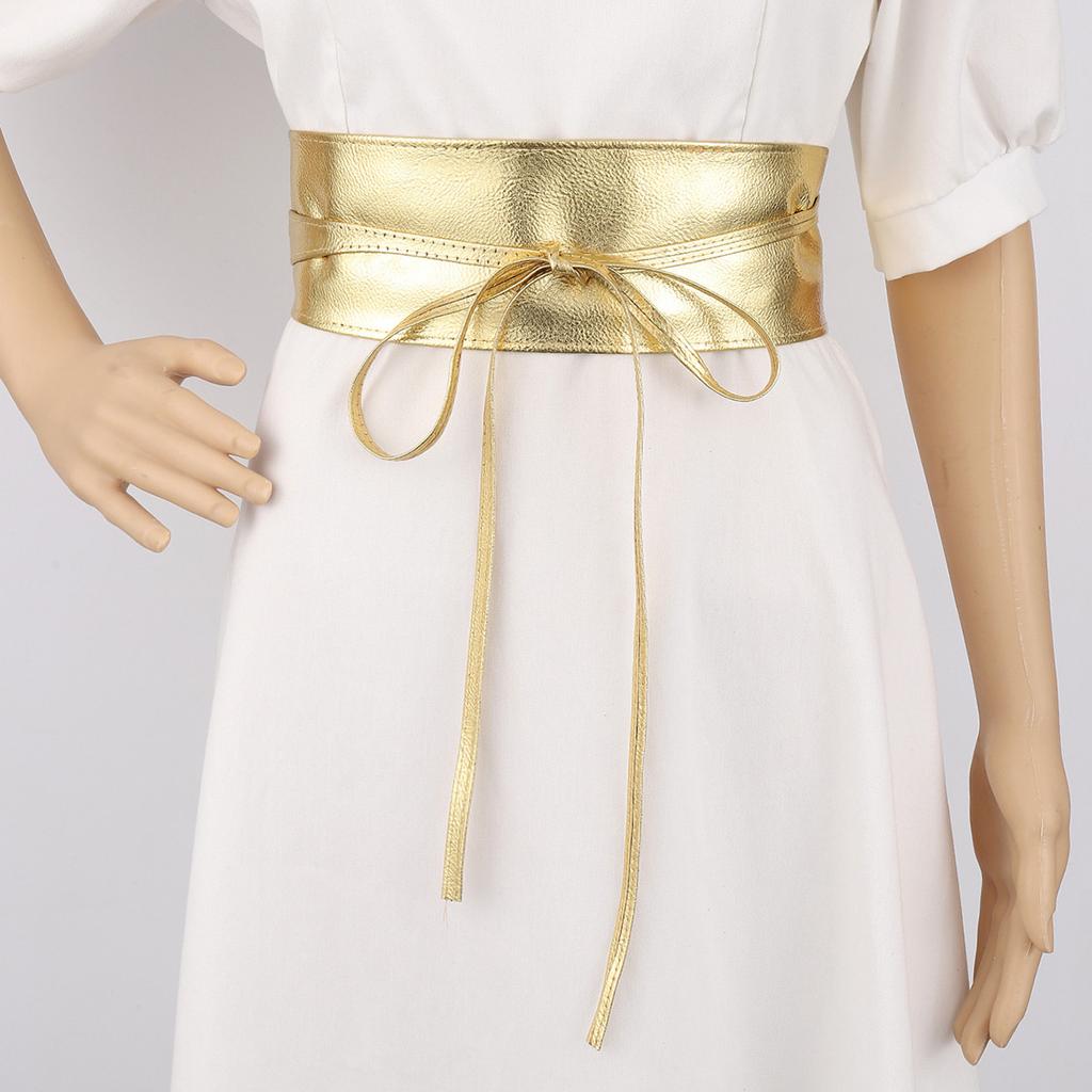 European and American Film Bright Color Wide Belt for Women Versatile Decoration Autumn and Winter Bow Casual Palace Style Waist