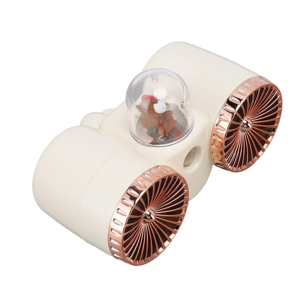 USB Desk Fan Dual Blade Bear Design 3 Speeds Strong Wind USB Charging Night Light Table Fan for