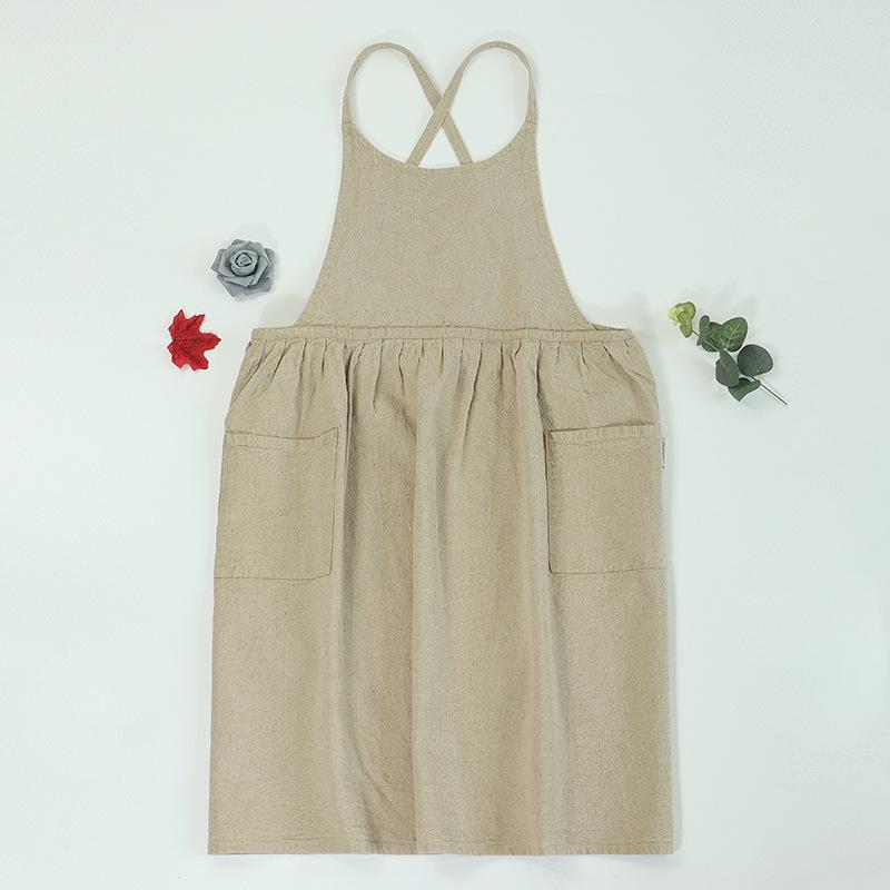 

Artistic Cross-Linen Apron: Perfect for Restaurants, Nail Art, Floristry, Milk Tea & Coffee Shops with Custom Logo Option
