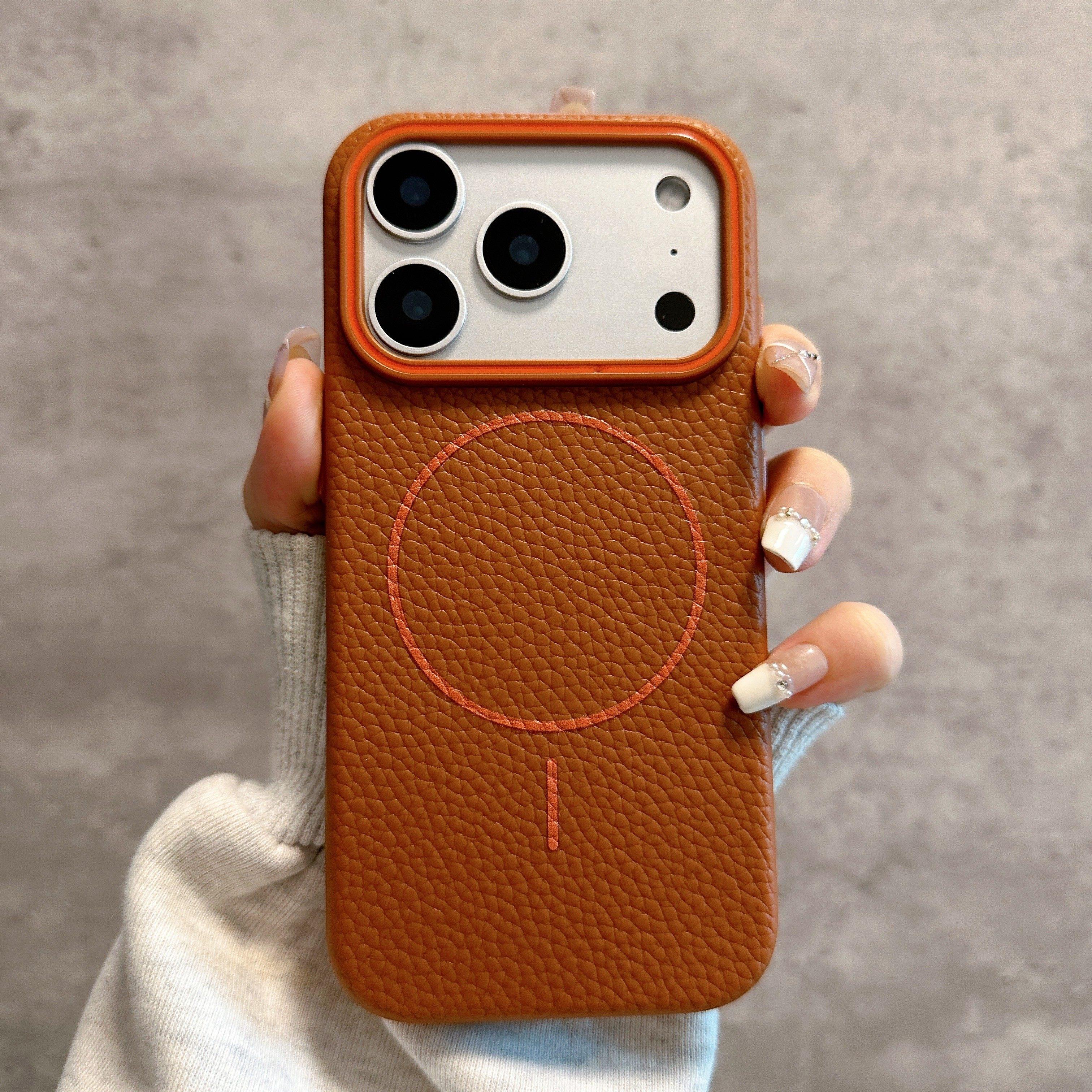 

Frosted Leather Texture Magnetic For Magsafe Case For iPhone 17 Air 17E 16 16E 15 14 Plus 13 12 11 Pro Max Luxury TPU Cover iPhone 15 коричневый