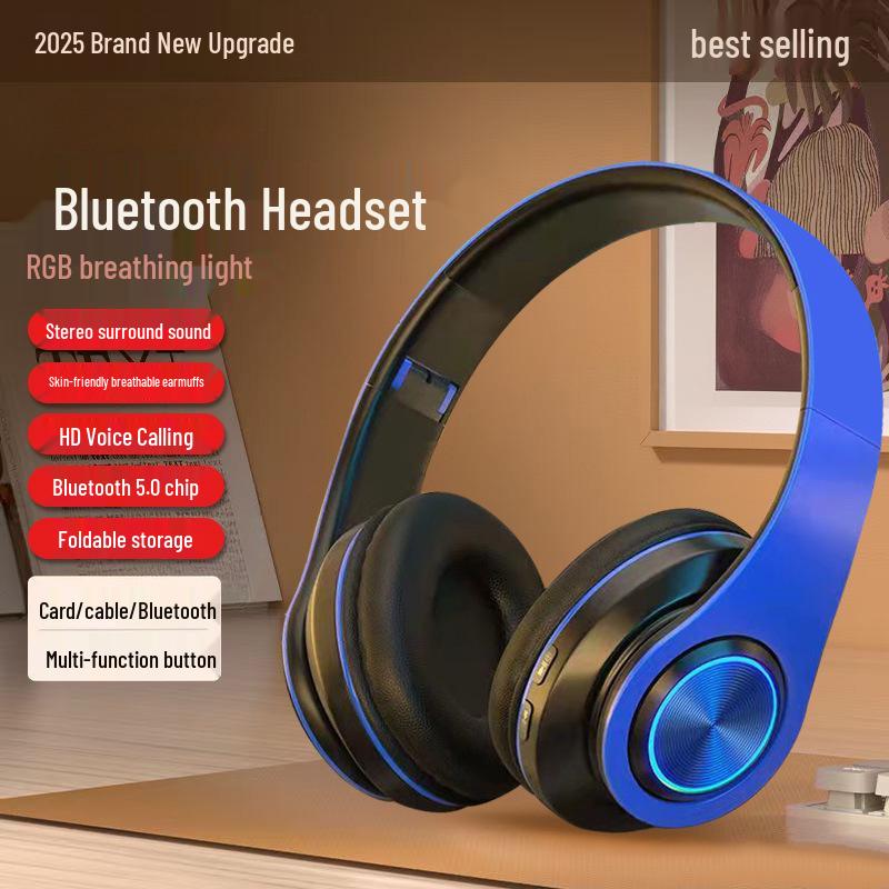 B39 Over-Ear Bluetooth Headphones with Cool Light Effects, Card Slot, and Enhanced Sound Quality for Men, Women & Students