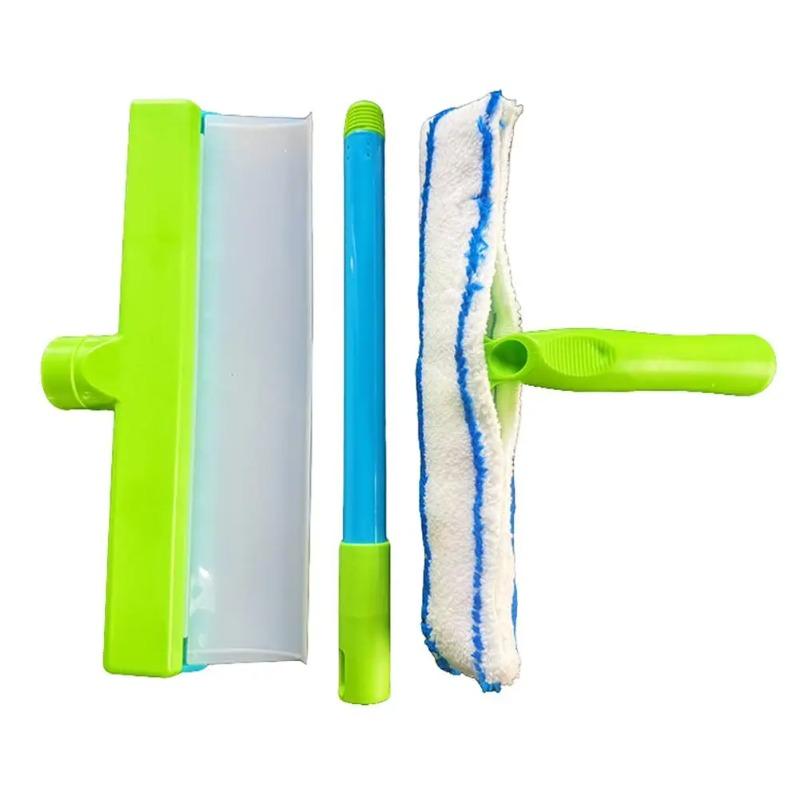 Microfiber Cloth Glass Cleaning Set with Squeegee for Quick Cleaning of Car Windows Window Glass And Tiles 1Set