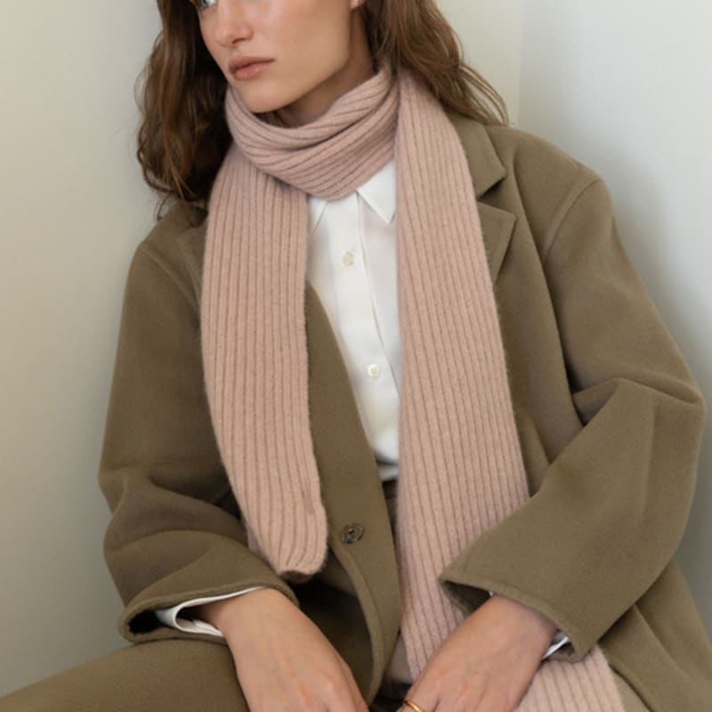 Saint Luxure Fox Merino Wool Long Muffler Peach