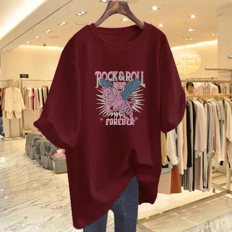 Women's Loose White Cartoon Print Short-Sleeve T-Shirt