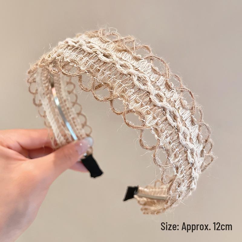 Böhmisches Häkel-Stirnband aus Leinen: Super Feenhaft Hohlstrick Haarspange & Haargummi