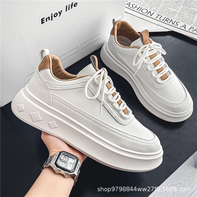 

2025 summer new men s thin sports shoes casual trendy shoes versatile breathable thick-soled soft-soled white shoes men 39