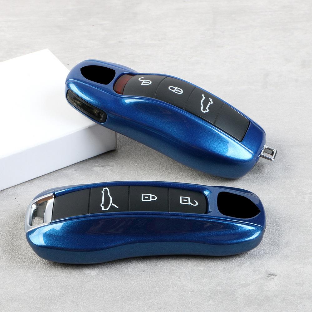 Edelsteinblauer Schlüsselanhänger für Porsche Cayenne, Panamera, 911, Macan, 718