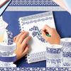 12 Rolls Per Set Blue & White Washi Tape Pretty Chinoiserie Designs Decorative Tape for Journaling, Scrapbooking