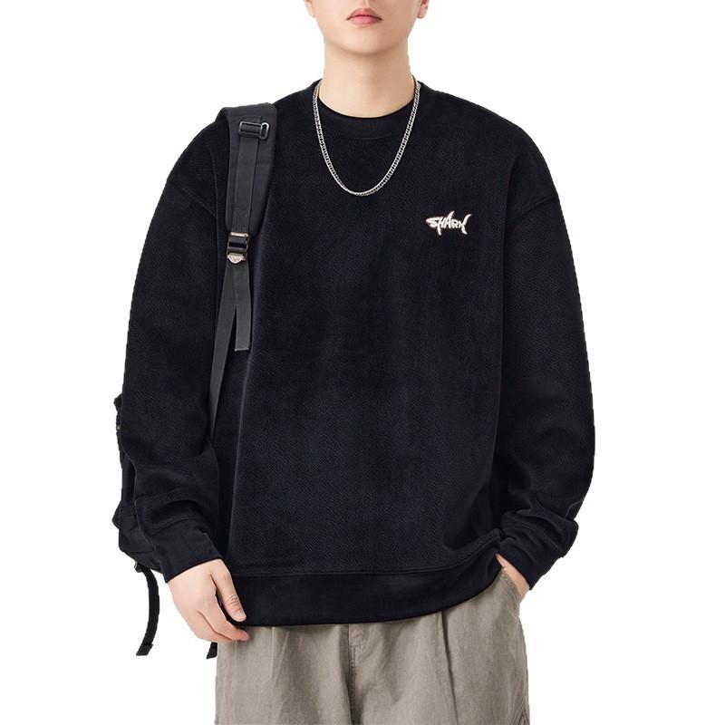 

Пуловер с длинным рукавом и круглым вырезом, вышитый свитер, мужской осенне-зимний свободный трендовый простой топ 4XL