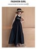 Korean Style Fashionable Solid Color Vest Dress for Kids - Summer Princess Letter Dress