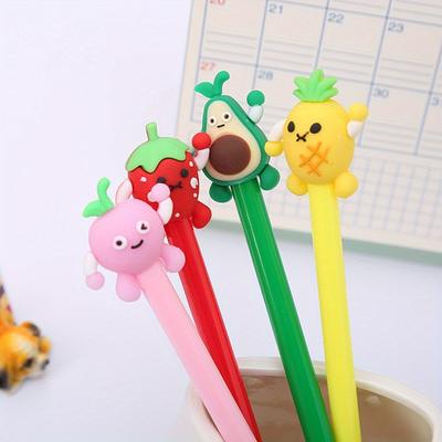 10 Stück 0,5 mm süßer Gelstift in Form von Obstpfirsich und Avocado, kreativer Silikonkopf, Schreibwaren, Silikonkopf, Gelstift, Unterschriftenstift