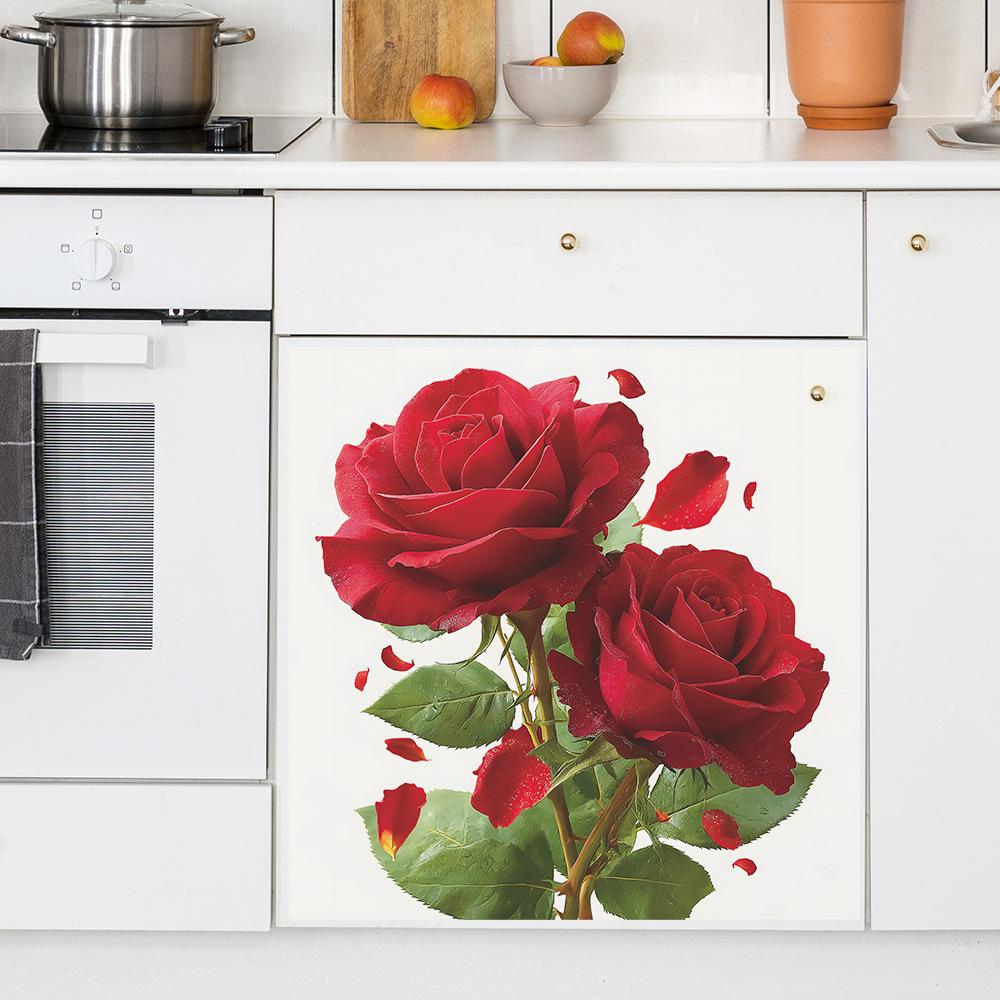 Self-adhesive Valentine Day Rose Petals Wall Stickers for Cabinet Wardrobe Home Decor