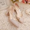 Summer Sandals Women's Korean Edition Pointed Root Root Coarse Heel Women's Shoes One Button Fashion Sandals