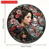 2d Flat 20*20cm, Round Wooden Sign, Wreath Decorative Sign, Bedroom Decoration Gifts, Japanese Kimono Theme, for Bar, Club, Home Wall Decor.