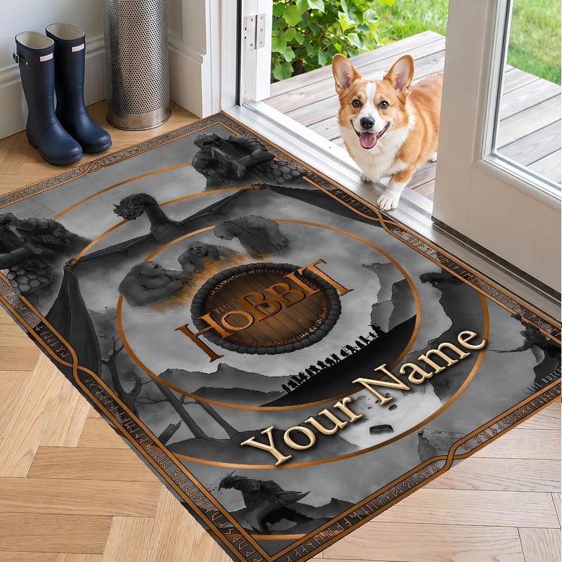 Custom Name The Hobbit Crystal Velvet Floor Rug Personalized Text Soft Carpet Home Decor