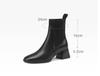 Women Ankle Boots Cow Leather Upper Flying Knitted Boots Shoes Vintage Thick-heeled Short Boots