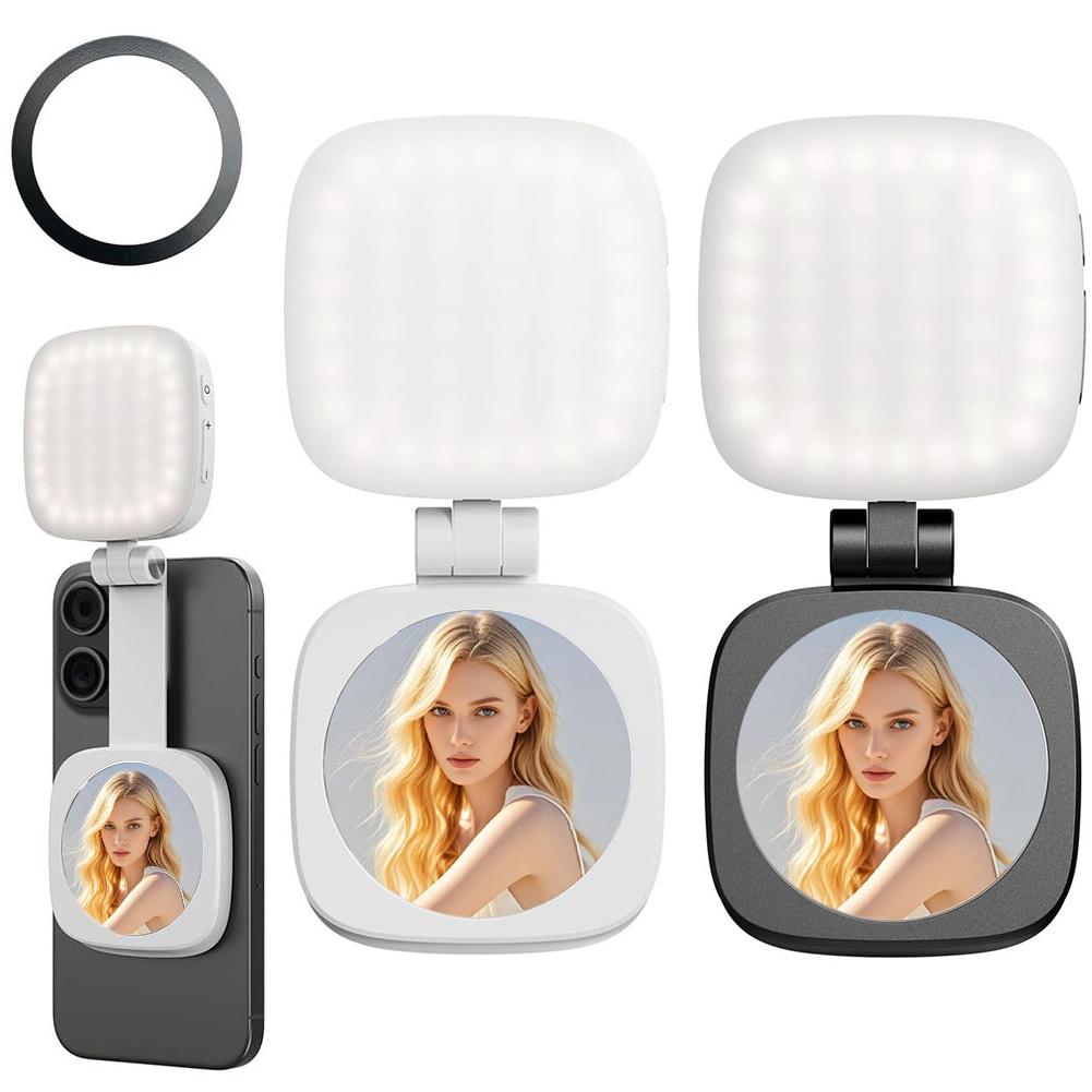 Magnetic Phone Selfie Light Pocket Light with Mirror Folding LED Phone Fill Light Portable Selfie Light for Live Streaming Vlog