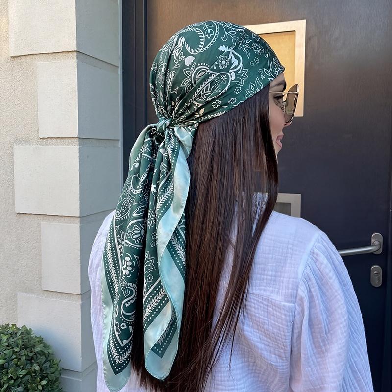Satin Scarf Fashion Hijab Square Turban Female Luxury Bandana Headscarf Handkerchief Neckerchief Windproof Shawl Wraps Headband