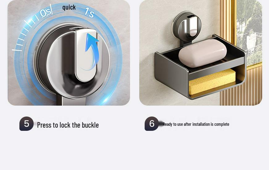 Wall-Mounted Soap Holder with Suction Cup for Bathroom Storage