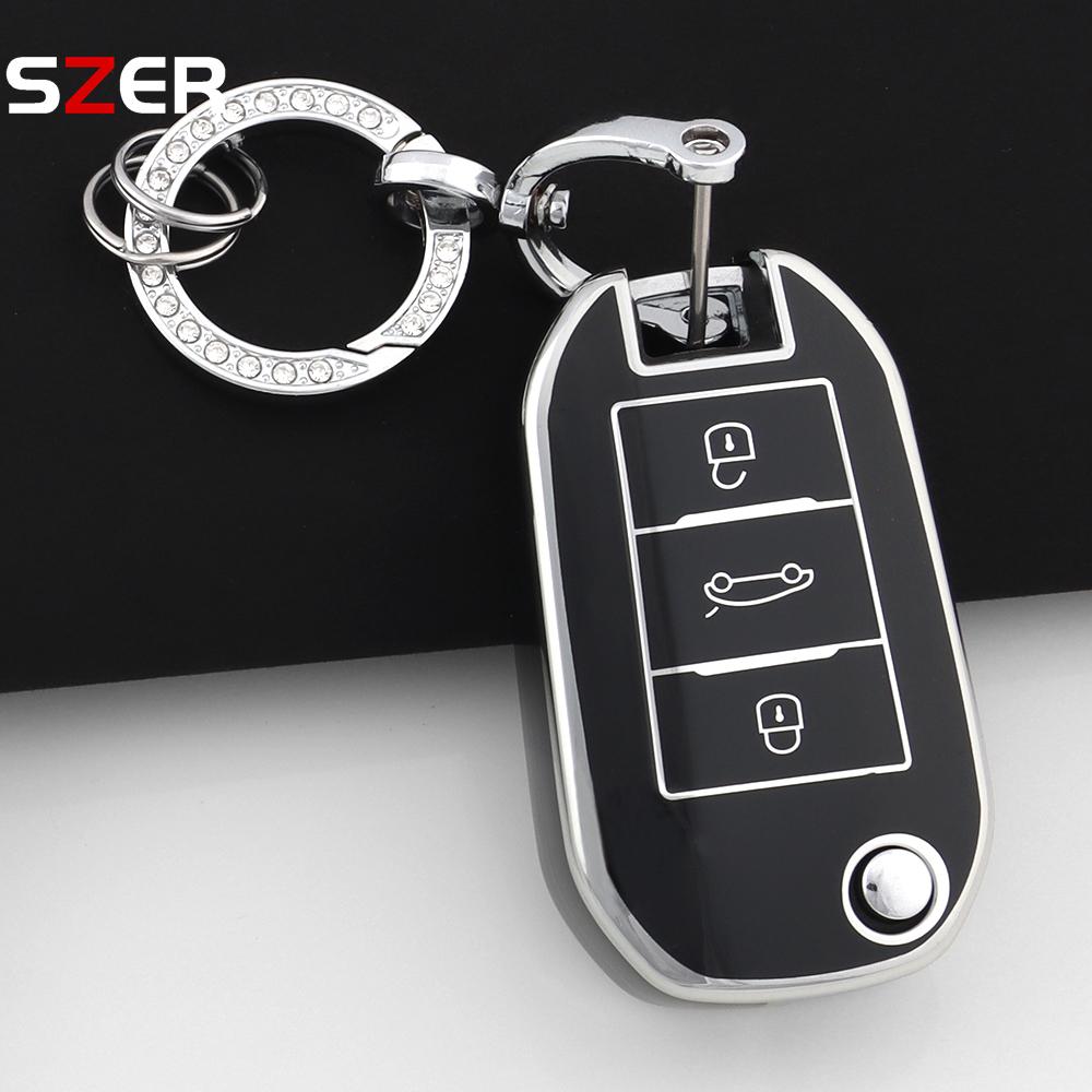 New Tpu Car Key Case Cover For Peugeot 208 308 408 508 2008 3008 4008 5008 For Citroen C3 C4 Cactus C6 C8 Protected Shell Fob