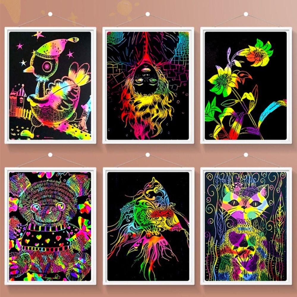 10 SZTUK 4K/8K/16K/32K Papier do scrapbookingu DIY Scena nocna Sztuka Rysowanie Papier Malowanie Scratch Zabawki Dzieci