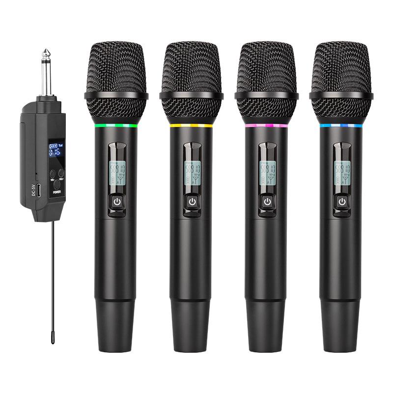 UHF Wireless RGB Microphone Set: Metal Handheld for Meetings & Family KTV
