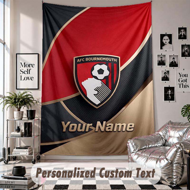 Custom Tapestry Wall Hanging, Bournemouth Football Personalized Name Text Home Wall Decor