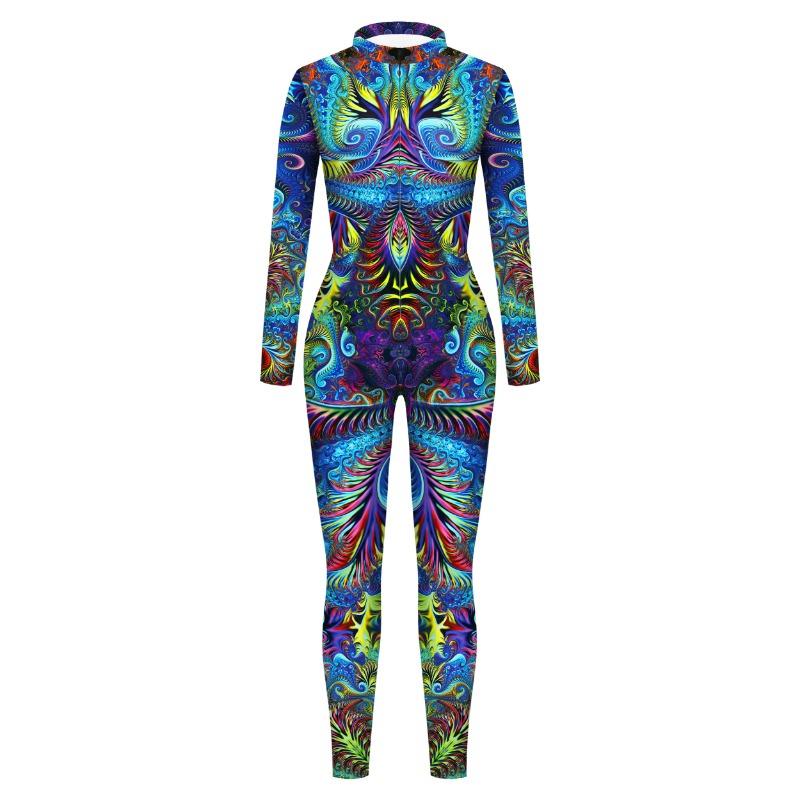 Machine Zentai Men For Bodysuit Trippy Costume Front Zipper Jumpsuit Skinny Cosplay Catsuit Elastic Rave Festival Suit
