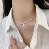 1Pcs Stainless Steel Clavicle Chain Necklace Silver Color Bamboo Heart Pendant Necklace For Women Y2K Jewelry Gifts