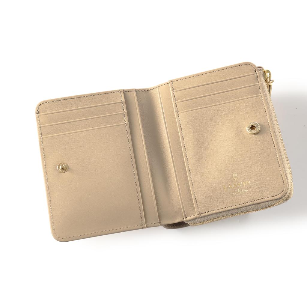 en wallet with brand shopper 480453 Luxembourg mini Gray Beige exclusive [Lanvin Bleu] Gift-wrapped bi-fold bag, wallet, L-shaped zipper, women's