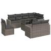 Vidaxl 9-Cz. Garden Furniture Set With Cushions, Grey, Poly Rattan