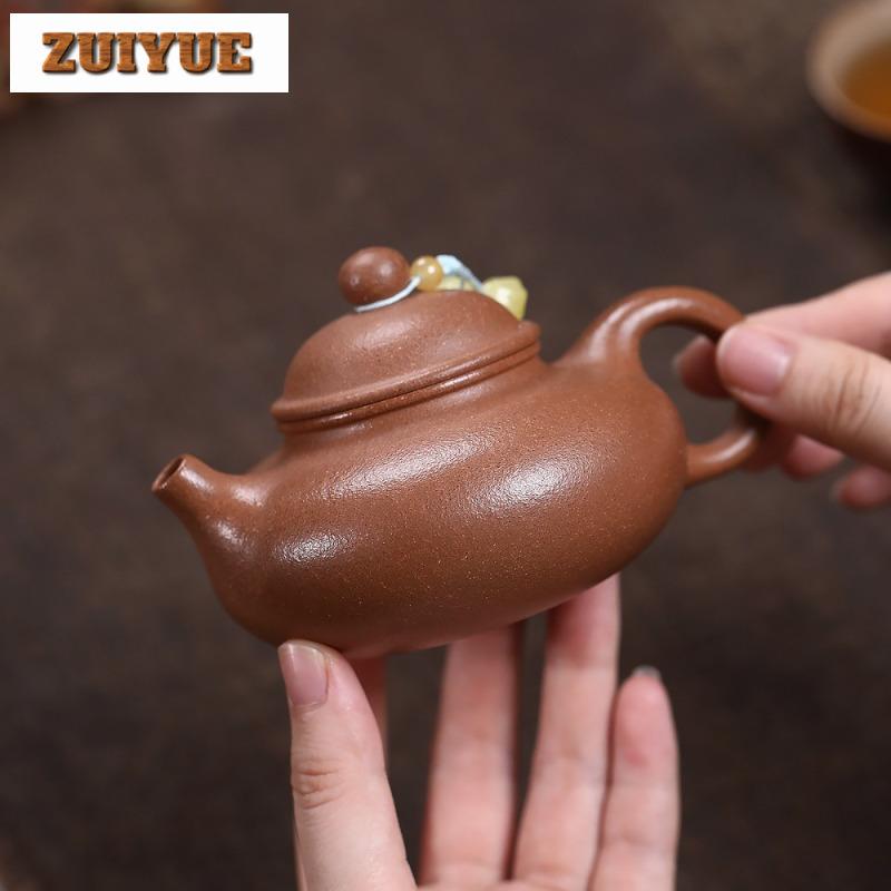 180ml Luxury Yixing Purple Clay Teapots Famous Artists Handmade Rong Tian Pot Raw Ore Gold Mud Kettle Zisha Tea Set Supplies Cha