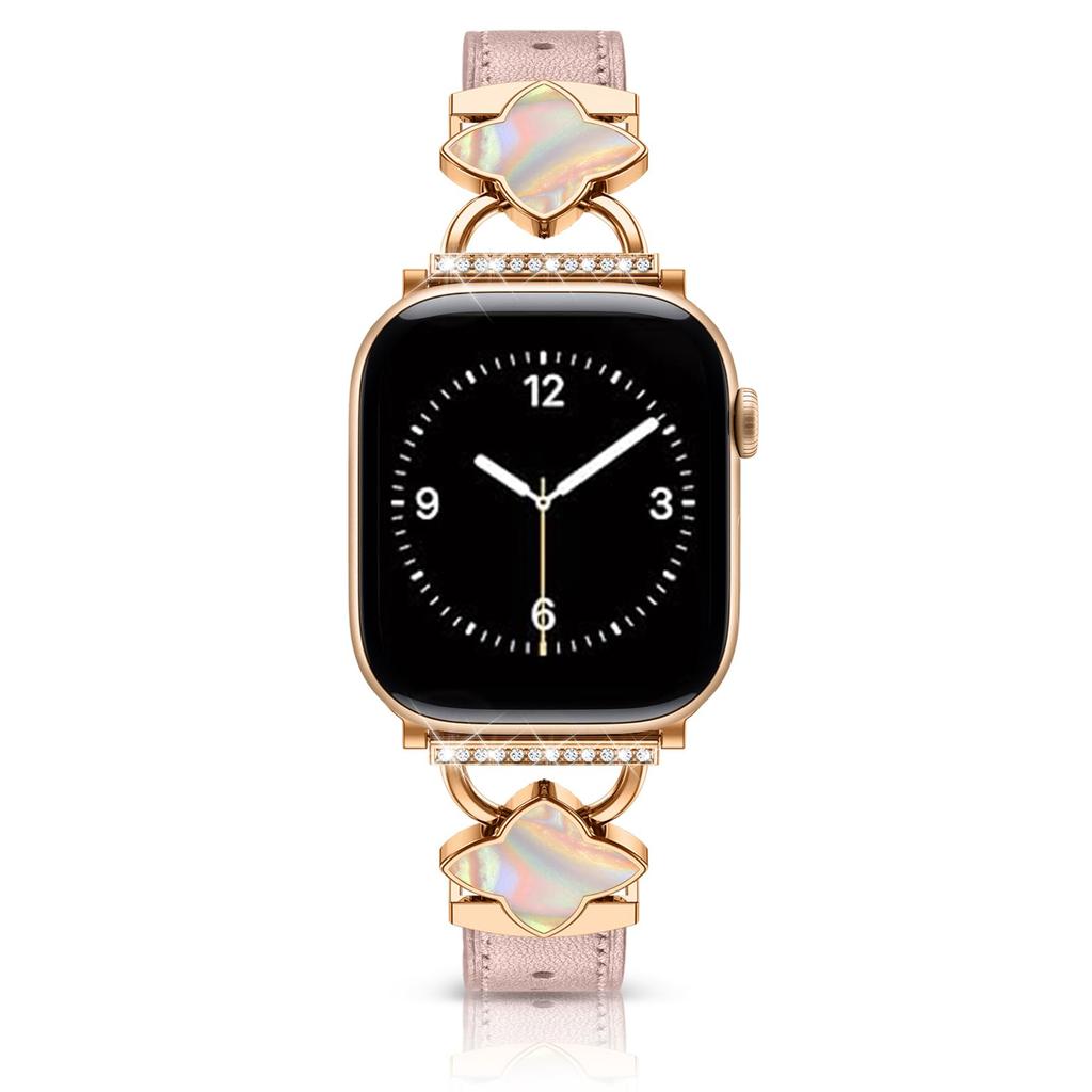 Watch Band For Apple Watch Series 10 Ultra 8 9 8 7 SE 6 5 4 3 2 1 46mm 49mm 45mm 44mm Four-Pointed Star Adjustable Genuine Cow Leather Strap