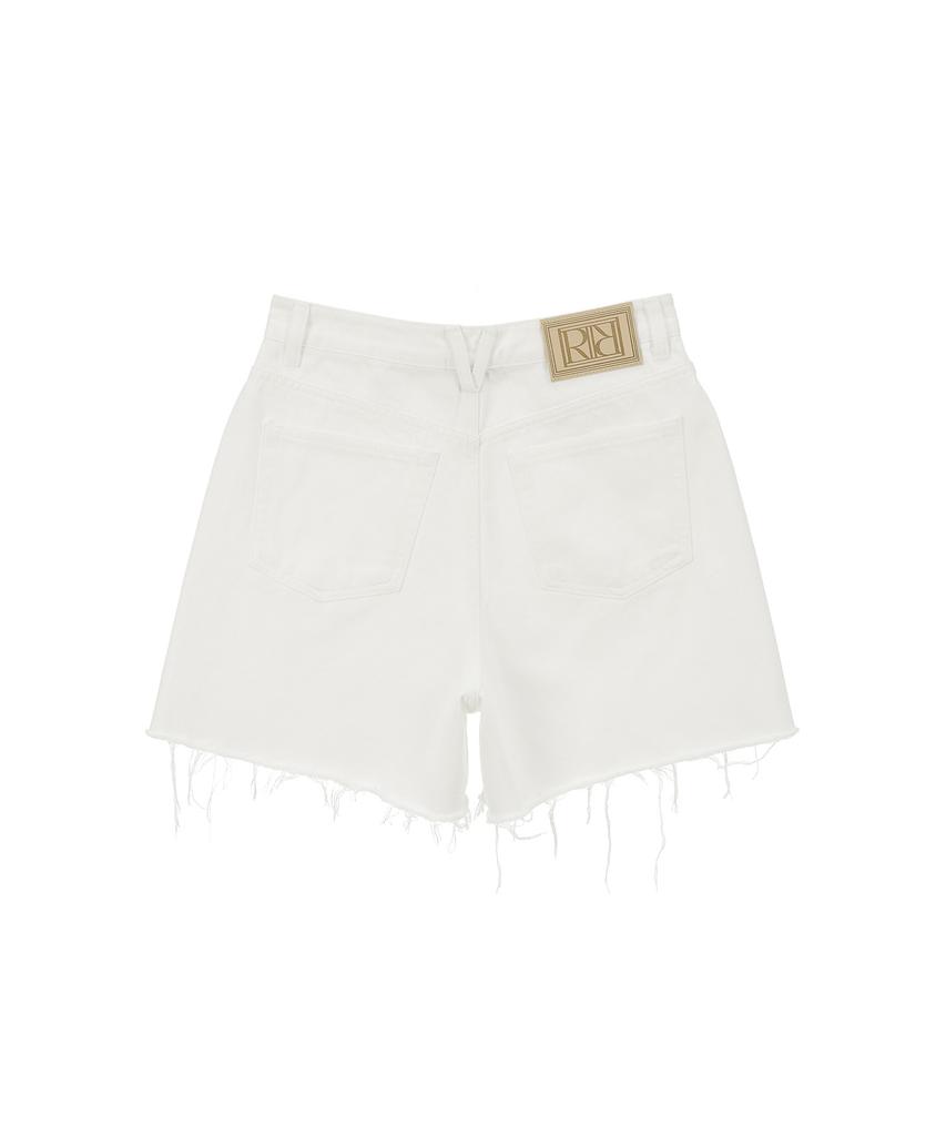 RENEJ Washed Denim Shorts - Ivory