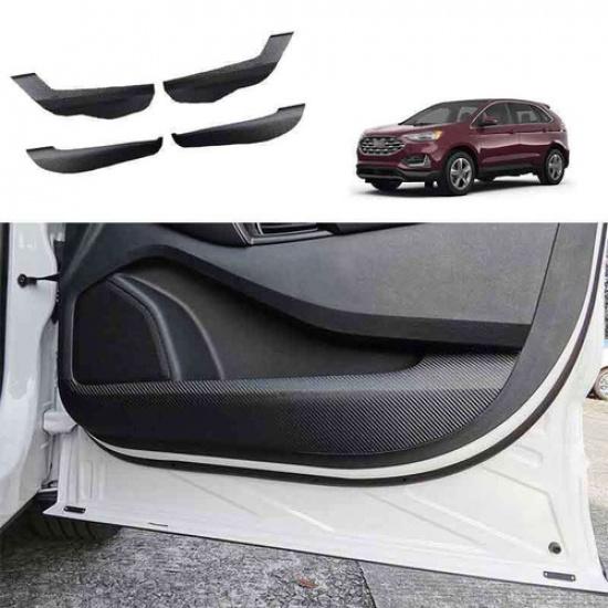 For Ford Edge 2015-2022 Leather Carbon Fiber Interior Door Anti-Kick Panel Trim
