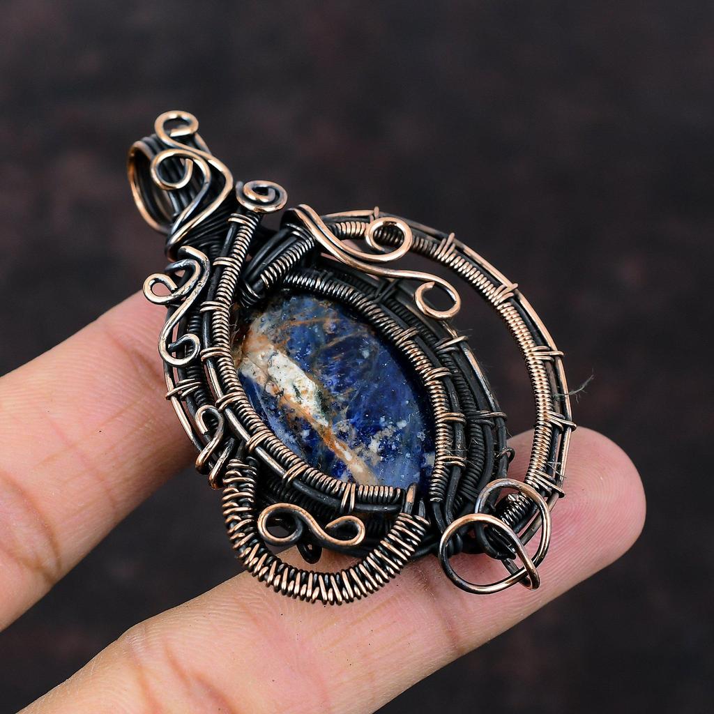 Sodalite Pendant Copper Wire Wrapped Pendant Natural Gemstone Pendant Sodalite Jewelry Amazing Pendant Handmade Copper Jewelry Wedding Gift