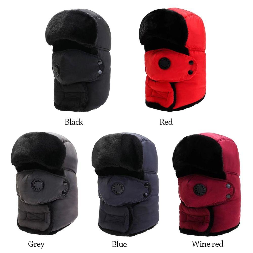 Thick Bomber Hat Warm Earflap Pilot Caps Outdoors Beanie Russian Caps  for Men Women