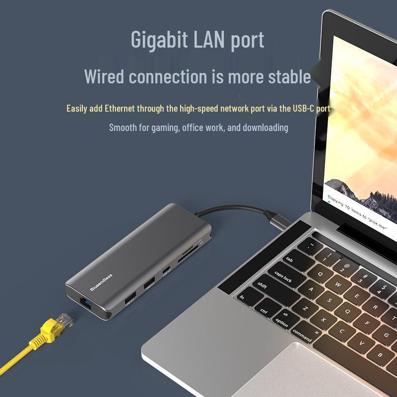 8K HD Docking Station: HDMI 2.1/DP 1.4, Triple Display, Gigabit Ethernet, USB 3.0 Laptop Converter