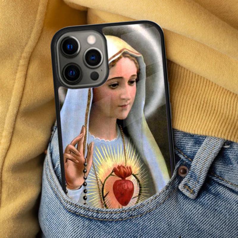 Holy Mother Virgin Mary Christian Soft Phone Case for iPhone 17 Air 16e Pro max 15 Pro 13 14 Plus 11 12 MagSafe Magnetic Coque