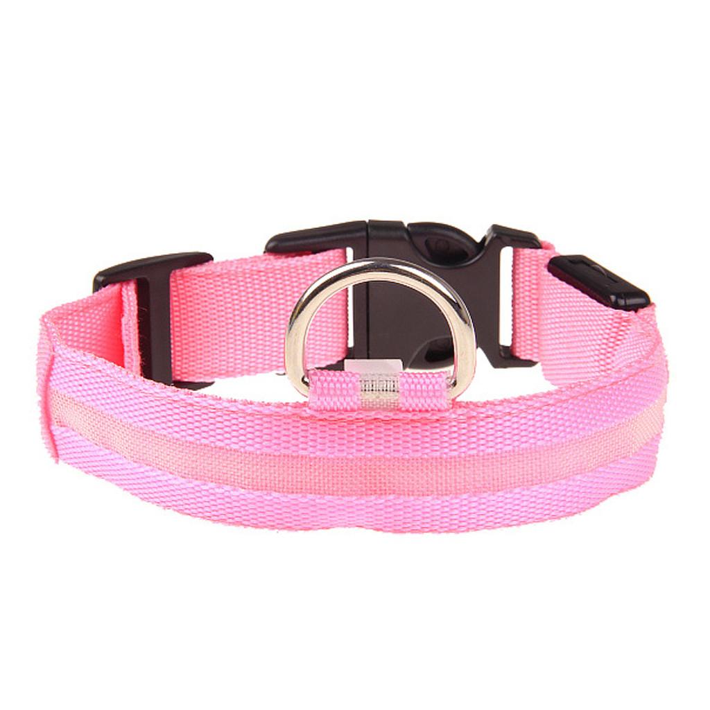 Adjustable LED Pet Collar Durable Nylon Material with Reflective Strip and Metal D-Ring for Secure Attachment Suitable for Small Medium Large Dogs