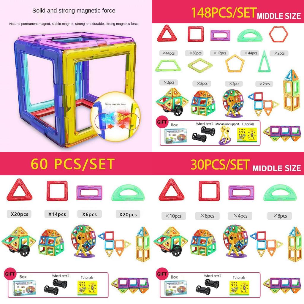 Colorful Magnetic Building Blocks Educational Toy Set For Children With Various Pieces