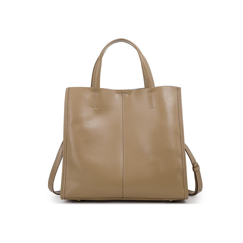 Retro First-Layer Cowhide Tote Bag Spring And Summer Messenger Bag Large-Capacity Bucket One-Shoulder Leather Handbag абрикосовый 9270₽