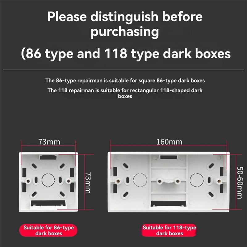 B97A-Manganese Steel Switch Socket Concealed Box Repairer Cassette Repair Unit 10PCS Electrical Case With Wrench