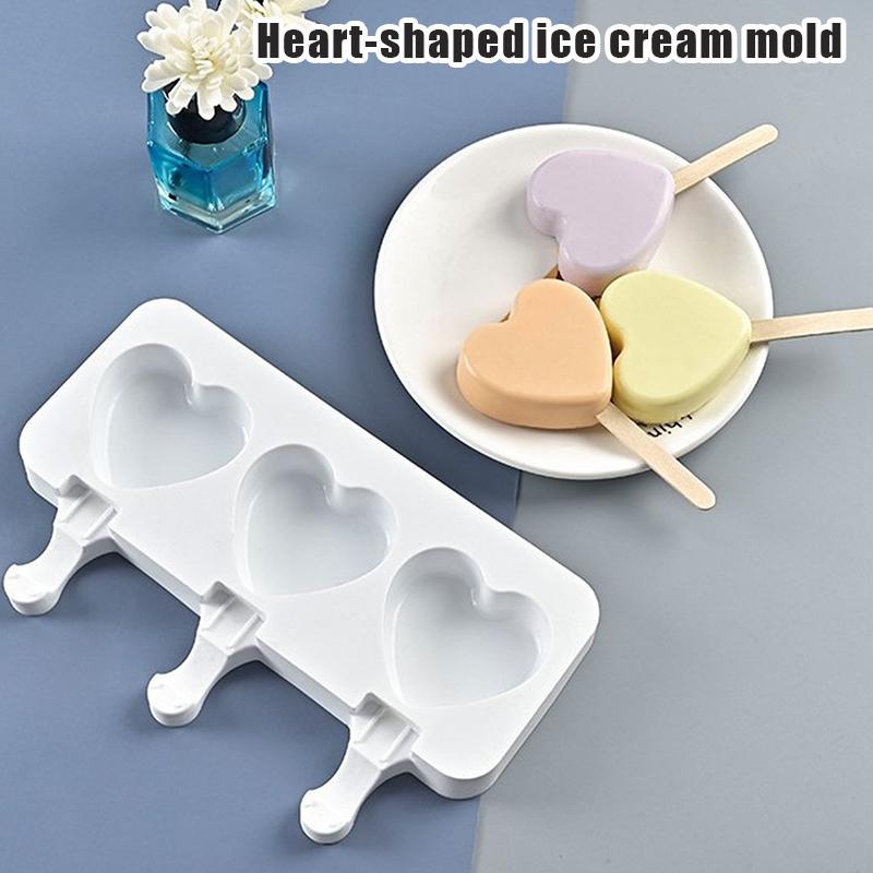 1/2/3 Stück Eis am Stiel Form Lebensmittelqualität Silikon Herz Frucht Schokolade Form DIY Backform Küchenzubehör
