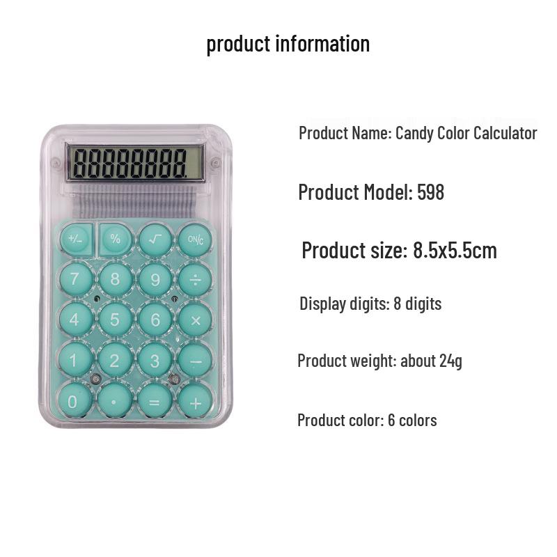 Student Mini Calculator: Candy Color Keys, Portable for Home & Office Use