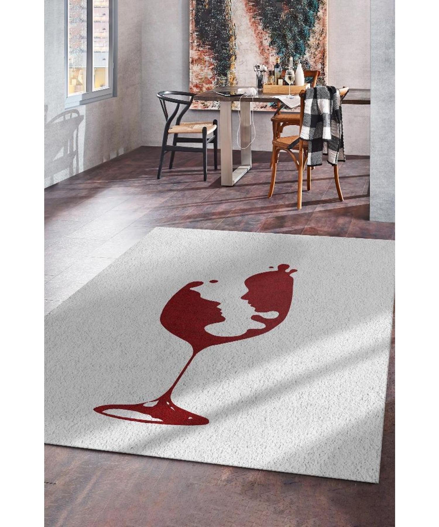 

One Sip Look Washable Decorative Carpet With Woven Base