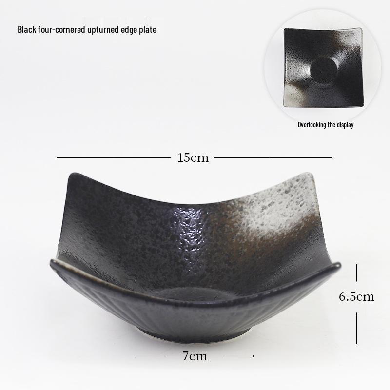 Ink Black Ceramic Vase with Kenzan for Zen Ikebana Flower Arranging