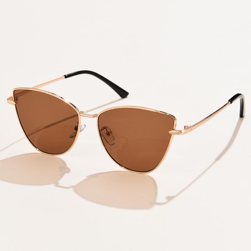 Triangle Metal Frames Sunglasses Female Cat Eye Trendy Compact Stylish Cateye Sun Eyeglasses Streetwear Shades Feminino UV400